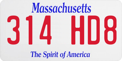 MA license plate 314HD8