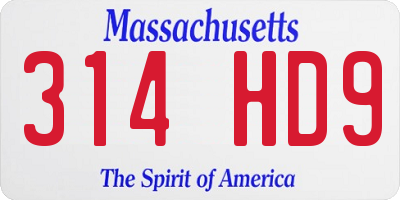 MA license plate 314HD9
