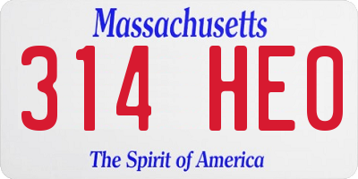 MA license plate 314HE0