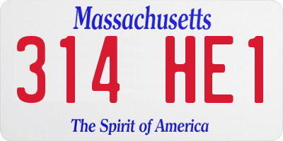 MA license plate 314HE1