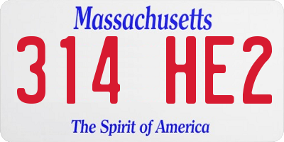 MA license plate 314HE2