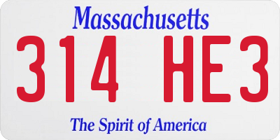 MA license plate 314HE3