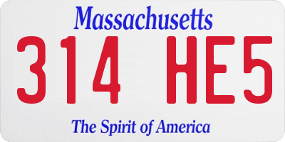 MA license plate 314HE5