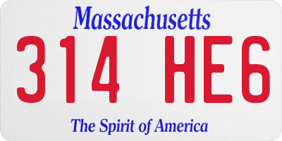 MA license plate 314HE6
