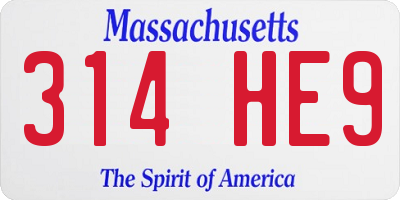 MA license plate 314HE9