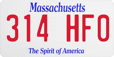 MA license plate 314HF0