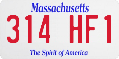 MA license plate 314HF1