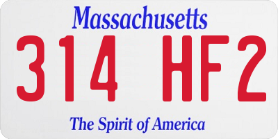 MA license plate 314HF2