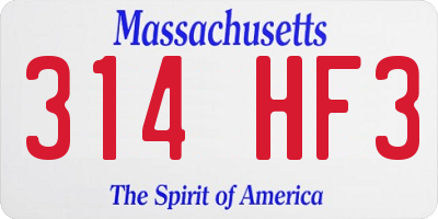 MA license plate 314HF3