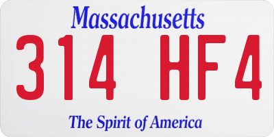 MA license plate 314HF4