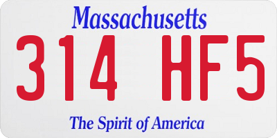 MA license plate 314HF5