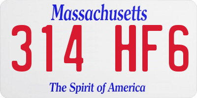MA license plate 314HF6