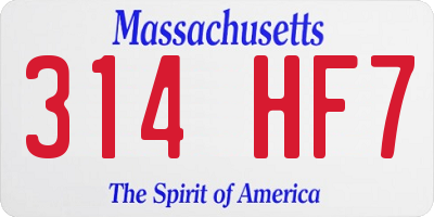 MA license plate 314HF7