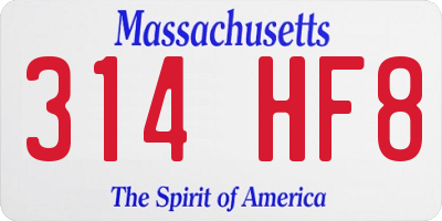 MA license plate 314HF8