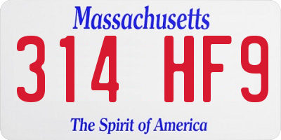 MA license plate 314HF9