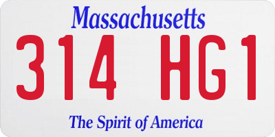 MA license plate 314HG1