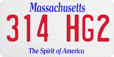 MA license plate 314HG2