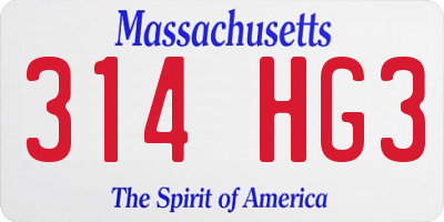 MA license plate 314HG3