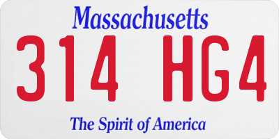 MA license plate 314HG4