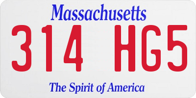 MA license plate 314HG5