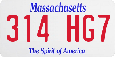 MA license plate 314HG7