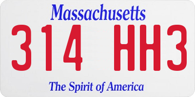 MA license plate 314HH3