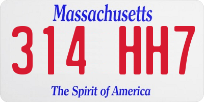 MA license plate 314HH7