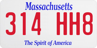 MA license plate 314HH8