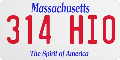 MA license plate 314HI0