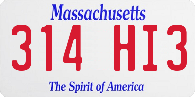 MA license plate 314HI3