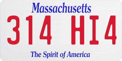 MA license plate 314HI4