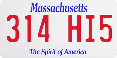 MA license plate 314HI5