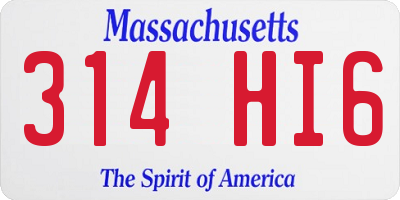 MA license plate 314HI6