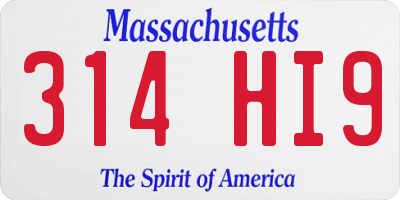 MA license plate 314HI9