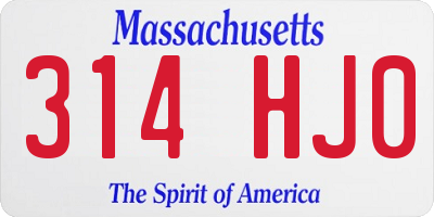 MA license plate 314HJ0