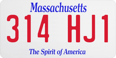 MA license plate 314HJ1