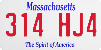 MA license plate 314HJ4