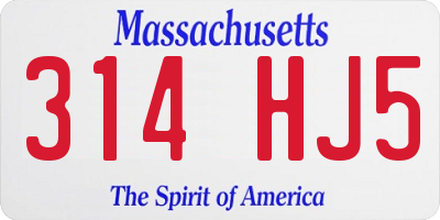 MA license plate 314HJ5