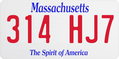 MA license plate 314HJ7