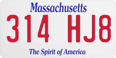 MA license plate 314HJ8