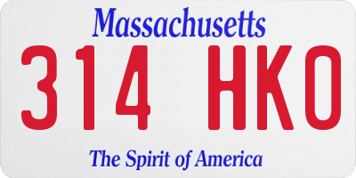MA license plate 314HK0