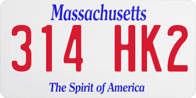 MA license plate 314HK2