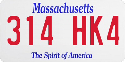 MA license plate 314HK4