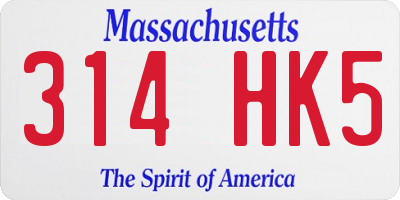 MA license plate 314HK5