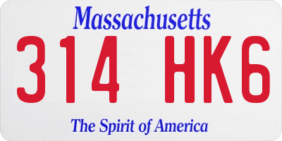 MA license plate 314HK6