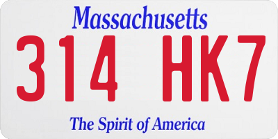 MA license plate 314HK7