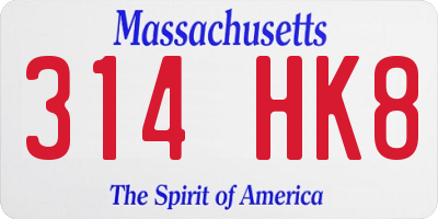 MA license plate 314HK8