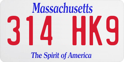 MA license plate 314HK9