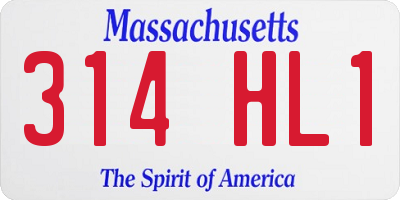 MA license plate 314HL1
