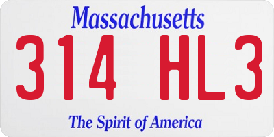MA license plate 314HL3